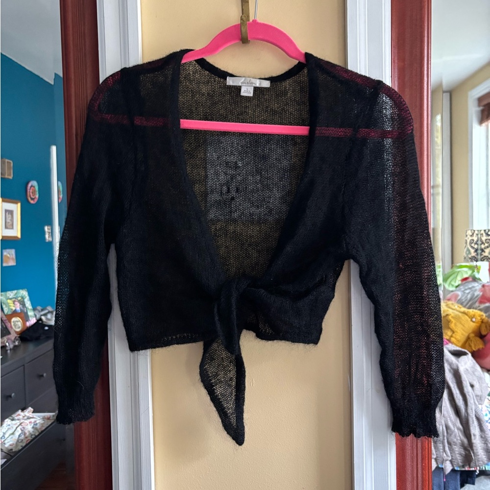 Black loosely woven Caslon shrug